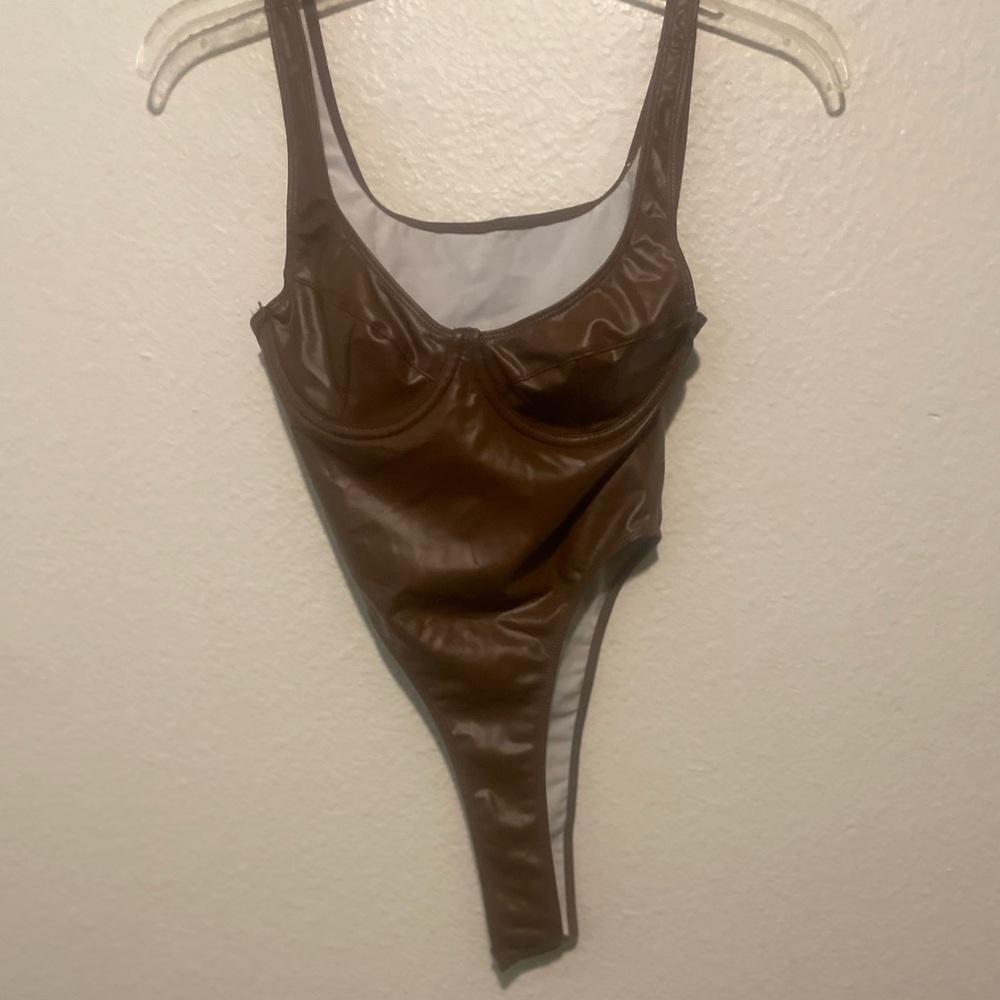 SHEIN Brown Bodysuit High-Cut One Piece